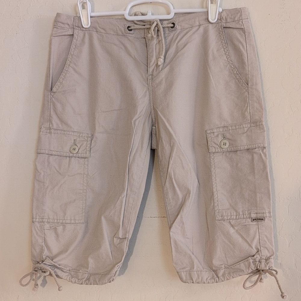 Vtg Prana Cargo Khaki Bermuda Shorts Organic Cotton Breathe - Size 4